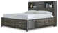 Caitbrook  Storage Bed With 8 Storage Drawers With Mirrored Dresser And Chest