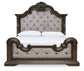 Maylee Queen Upholstered Bed with Mirrored Dresser
