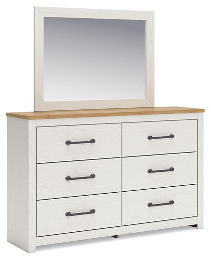 Linnocreek Full Panel Headboard with Mirrored Dresser, Chest and Nightstand