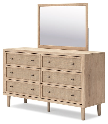 Cielden Queen Panel Headboard with Mirrored Dresser and 2 Nightstands