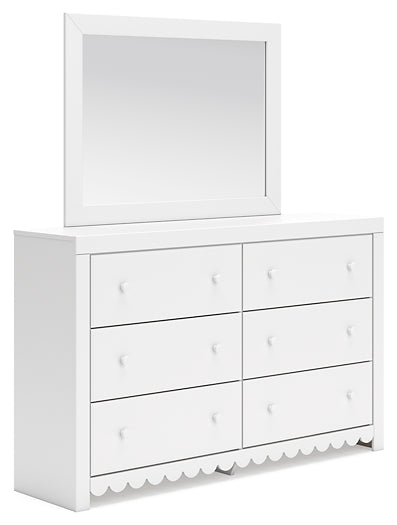 Mollviney Full Panel Bed with Mirrored Dresser, Chest and Nightstand