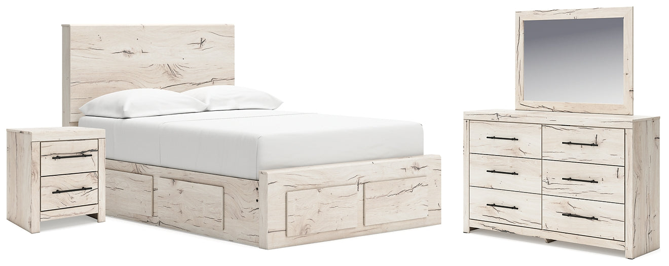 Lawroy Full Panel Storage Bed with Mirrored Dresser and Nightstand