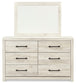 Cambeck King Panel Bed with 4 Storage Drawers with Mirrored Dresser and 2 Nightstands