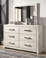 Cambeck King Panel Bed with 4 Storage Drawers with Mirrored Dresser and 2 Nightstands