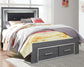 Lodanna Full Panel Bed with 2 Storage Drawers with Mirrored Dresser