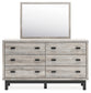 Vessalli Queen Panel Bed with Mirrored Dresser and Nightstand