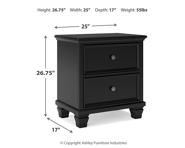 Lanolee California King Panel Bed with Mirrored Dresser and 2 Nightstands