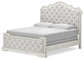 Arlendyne California King Upholstered Bed with Mirrored Dresser and Chest