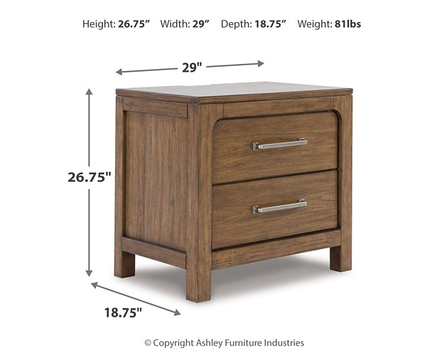 Cabalynn California King Panel Bed with Storage with Mirrored Dresser, Chest and 2 Nightstands