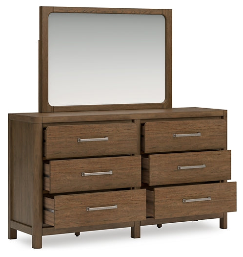 Cabalynn California King Panel Bed with Storage with Mirrored Dresser and 2 Nightstands