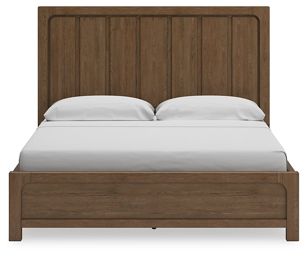 Cabalynn California King Panel Bed with Storage with Mirrored Dresser and 2 Nightstands