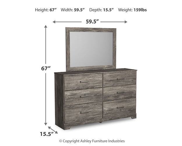 Ralinksi King Panel Bed with Mirrored Dresser